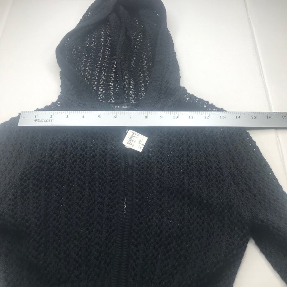 Cool Attitudes Women's Hooded Sweater Knit Size Small Black New With Tags - Picture 7 of 14